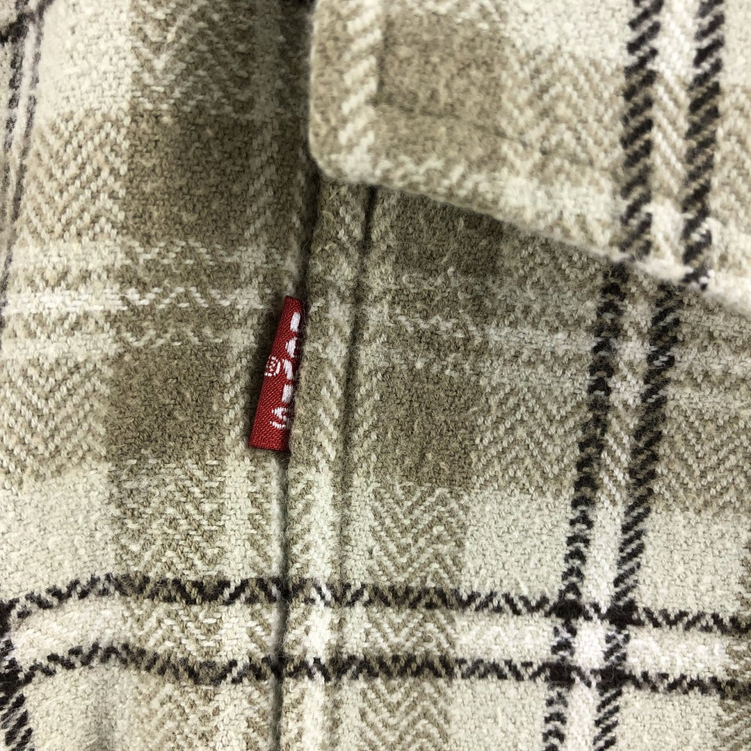 90'S Vintage Levi's Long Sleeve Heavy Flannel Check Shirt, Men's Size L cotton Beige type Vintage Second Hand