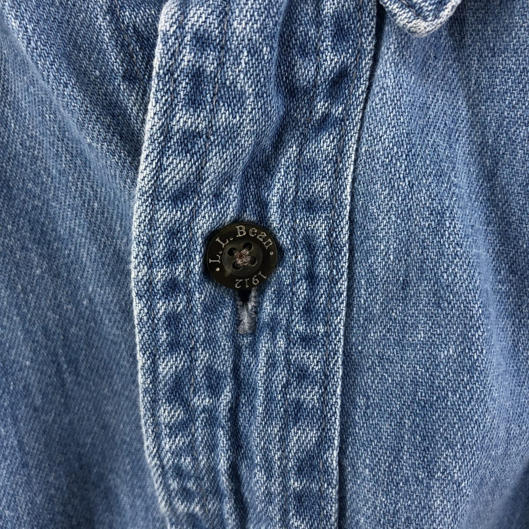 LLBean Long Sleeve Button-Down Denim Shirt, Made in Canada, Men's Size XL cotton blue type Vintage Second Hand