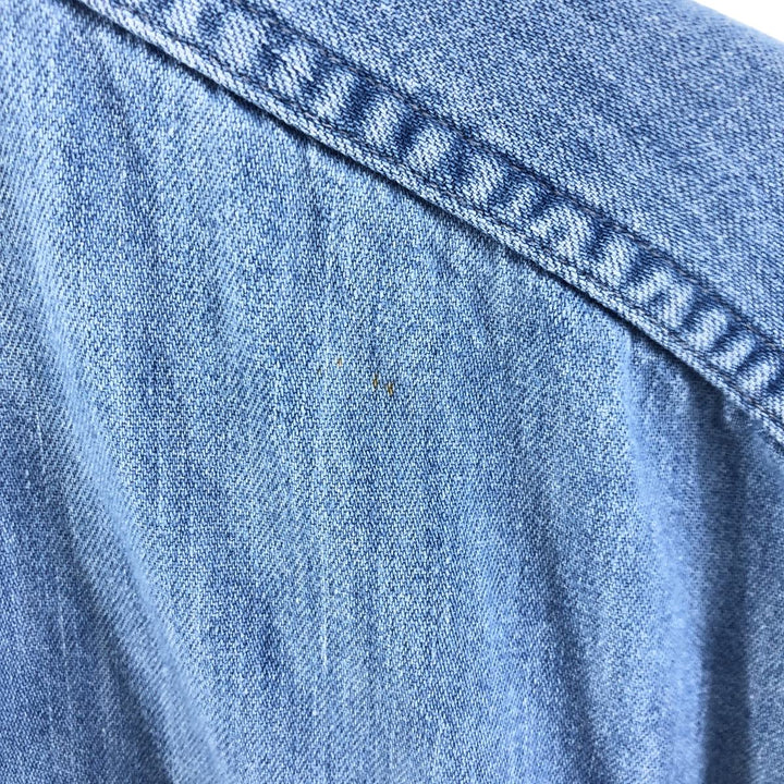 LLBean Long Sleeve Button-Down Denim Shirt, Made in Canada, Men's Size XL cotton blue type Vintage Second Hand