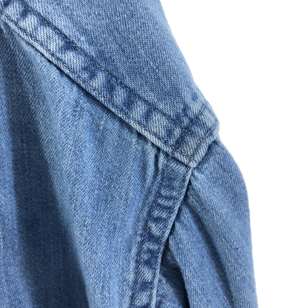 LLBean Long Sleeve Button-Down Denim Shirt, Made in Canada, Men's Size XL cotton blue type Vintage Second Hand