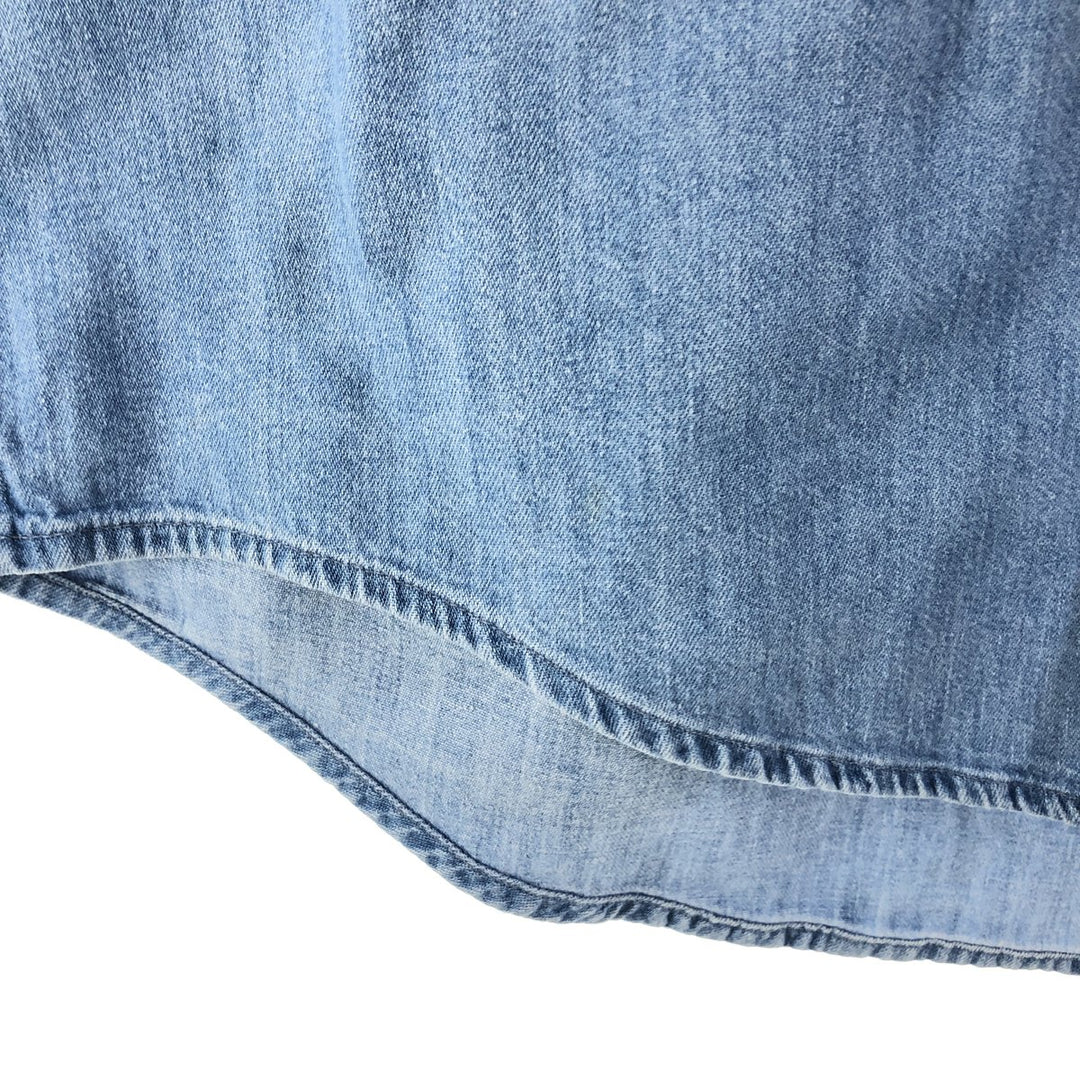 LLBean Long Sleeve Button-Down Denim Shirt, Made in Canada, Men's Size XL cotton blue type Vintage Second Hand