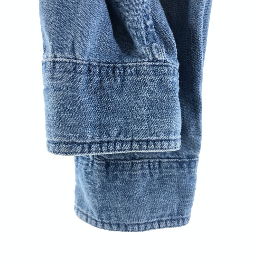 LLBean Long Sleeve Button-Down Denim Shirt, Made in Canada, Men's Size XL cotton blue type Vintage Second Hand