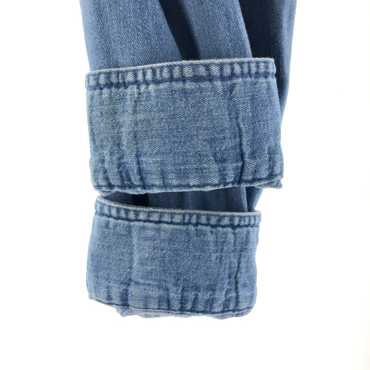 LLBean Long Sleeve Button-Down Denim Shirt, Made in Canada, Men's Size XL cotton blue type Vintage Second Hand