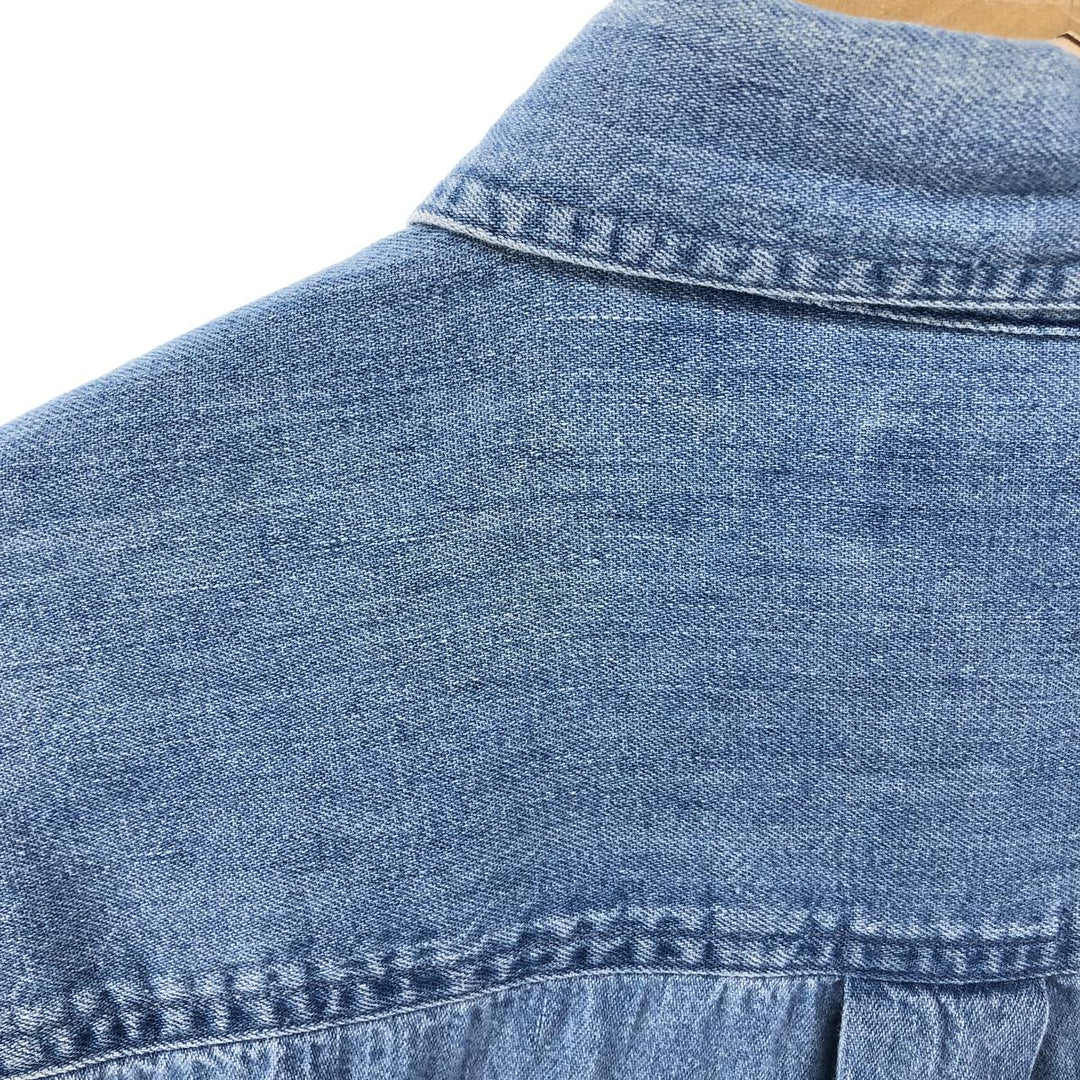 LLBean Long Sleeve Button-Down Denim Shirt, Made in Canada, Men's Size XL cotton blue type Vintage Second Hand