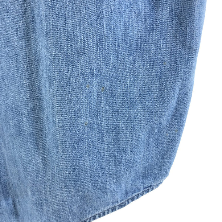 LLBean Long Sleeve Button-Down Denim Shirt, Made in Canada, Men's Size XL cotton blue type Vintage Second Hand
