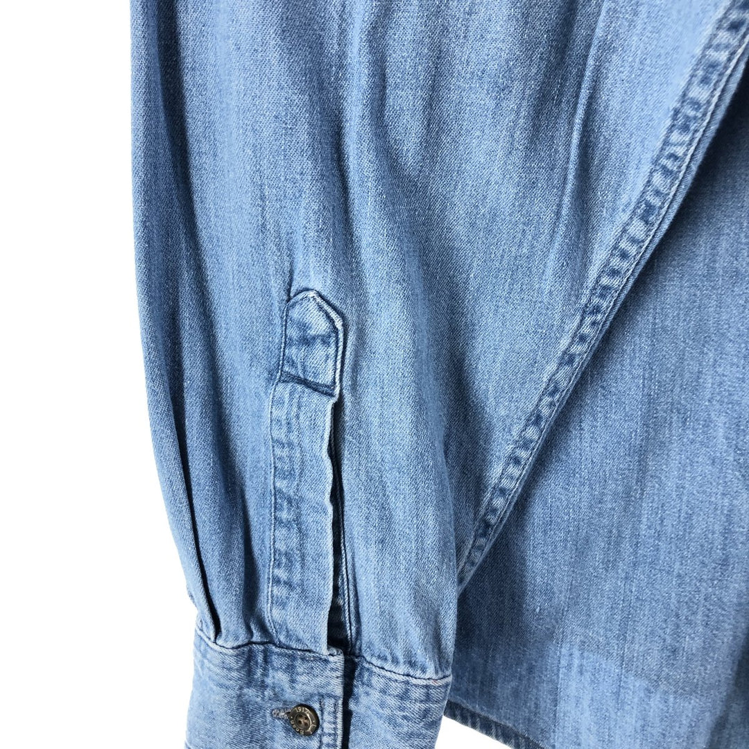 LLBean Long Sleeve Button-Down Denim Shirt, Made in Canada, Men's Size XL cotton blue type Vintage Second Hand