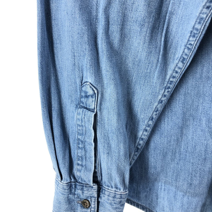 LLBean Long Sleeve Button-Down Denim Shirt, Made in Canada, Men's Size XL cotton blue type Vintage Second Hand
