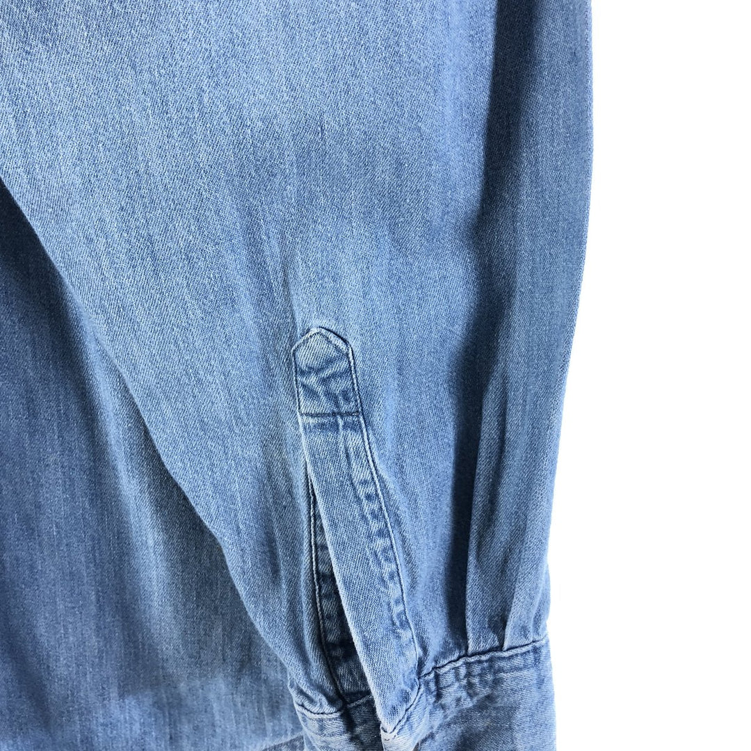 LLBean Long Sleeve Button-Down Denim Shirt, Made in Canada, Men's Size XL cotton blue type Vintage Second Hand