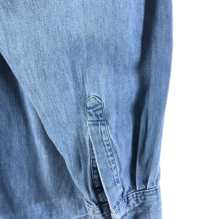 LLBean Long Sleeve Button-Down Denim Shirt, Made in Canada, Men's Size XL cotton blue type Vintage Second Hand