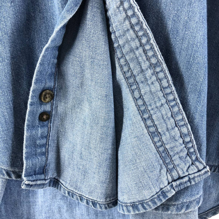 LLBean Long Sleeve Button-Down Denim Shirt, Made in Canada, Men's Size XL cotton blue type Vintage Second Hand