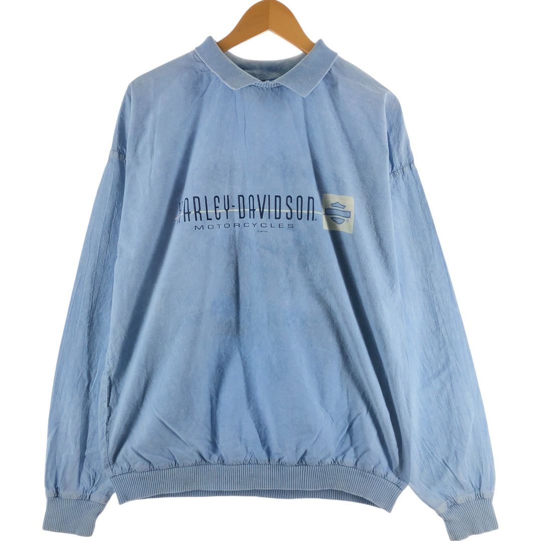 00'S Harley-Davidson Cotton Pullover Made in USA Men's L Size Vintage cotton Blue type light blue Vintage Second Hand
