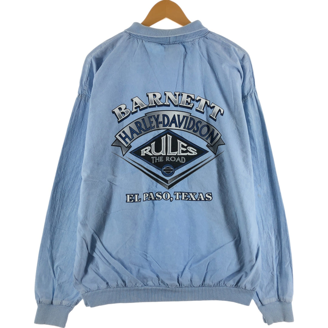 00'S Harley-Davidson Cotton Pullover Made in USA Men's L Size Vintage cotton Blue type light blue Vintage Second Hand