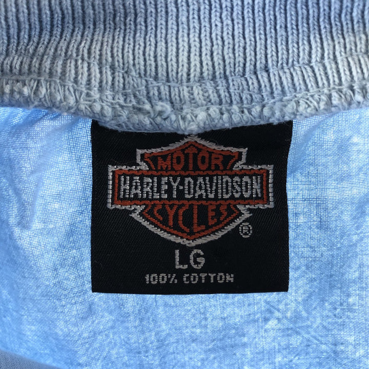 00'S Harley-Davidson Cotton Pullover Made in USA Men's L Size Vintage cotton Blue type light blue Vintage Second Hand