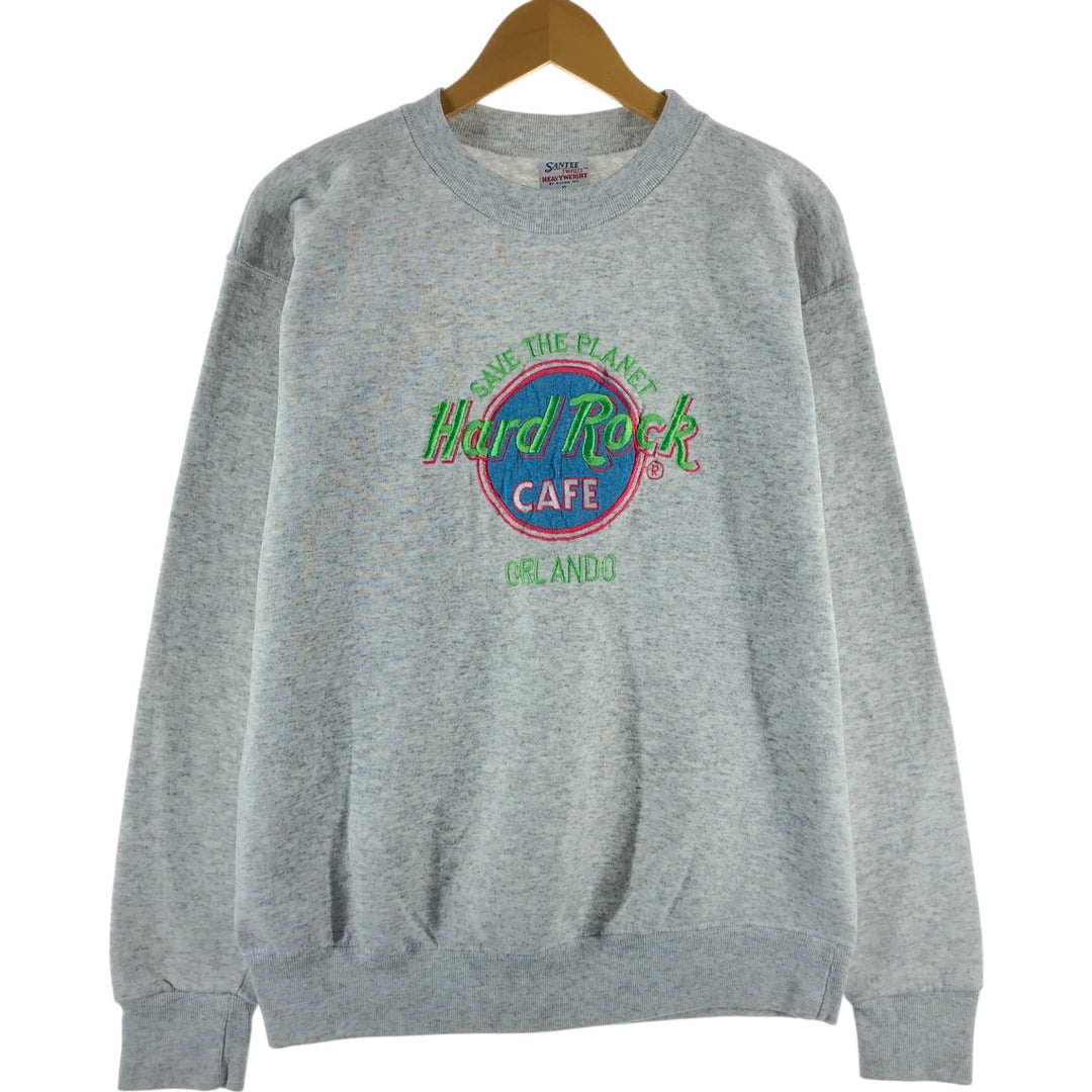 90'S SANTEE Hard Rock Cafe Advertising Sweatshirt, Men's Size XL polyester gray type Vintage Second Hand
