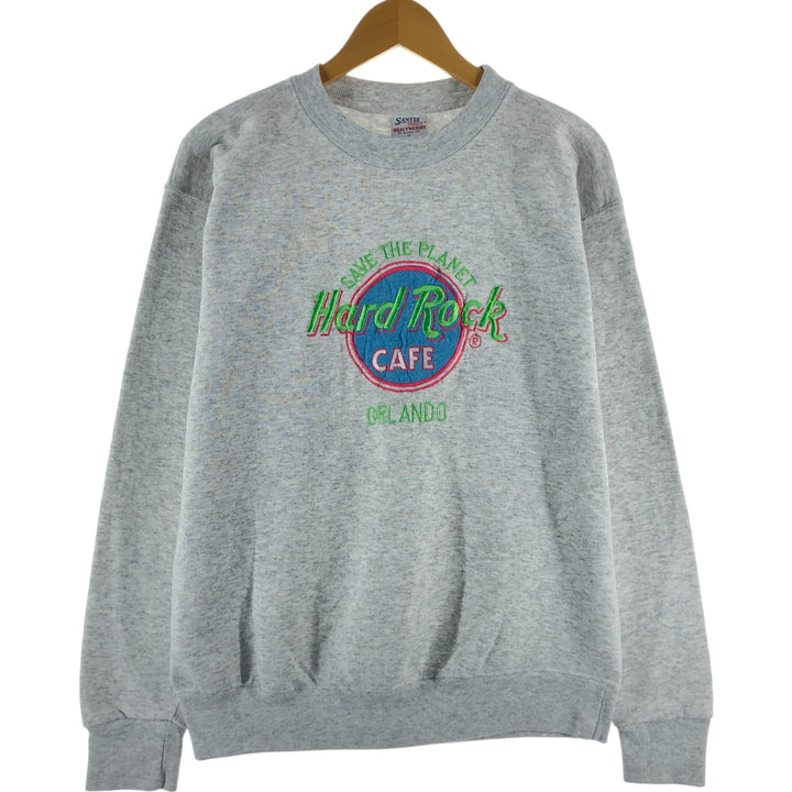 90'S SANTEE Hard Rock Cafe Advertising Sweatshirt, Men's Size XL polyester gray type Vintage Second Hand