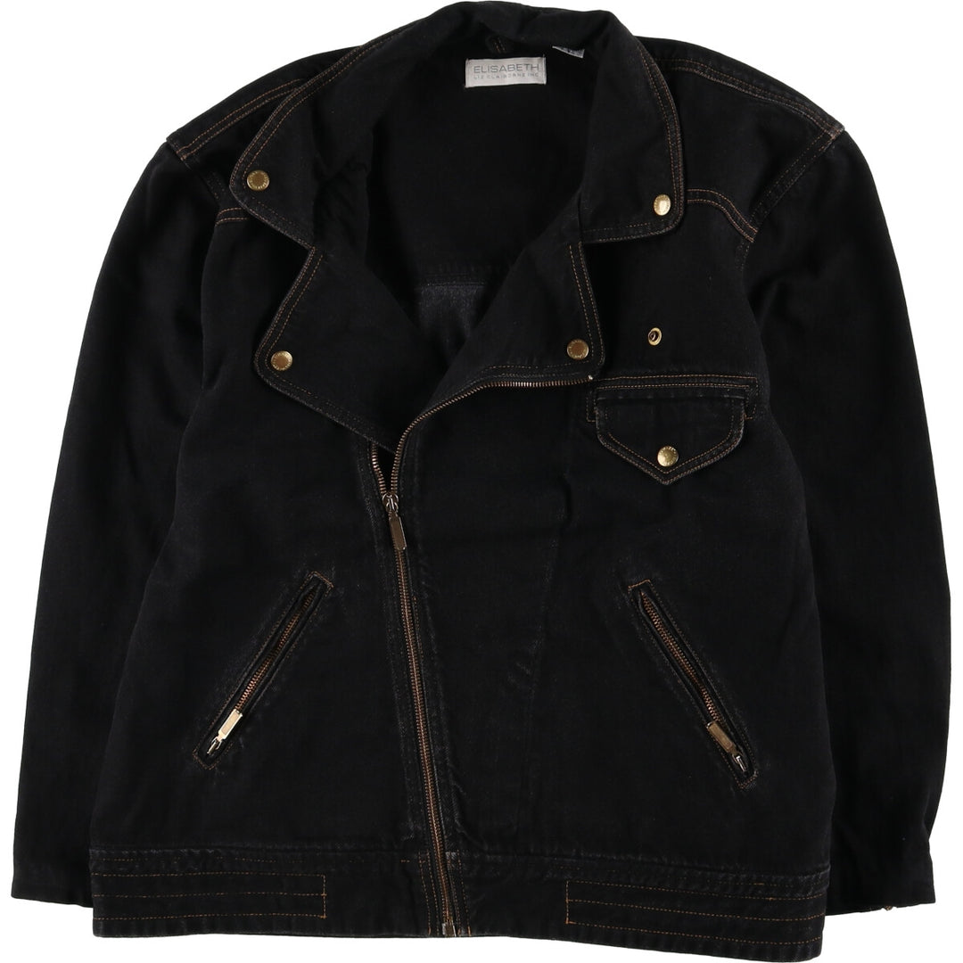 Liz Claiborne ELISABETH Black Denim Jacket Riders Jacket Men's L size /eaa523217
