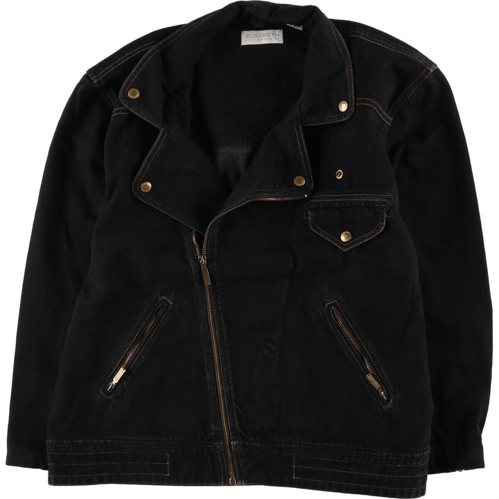 Liz Claiborne ELISABETH Black Denim Jacket Riders Jacket Men's L size /eaa523217