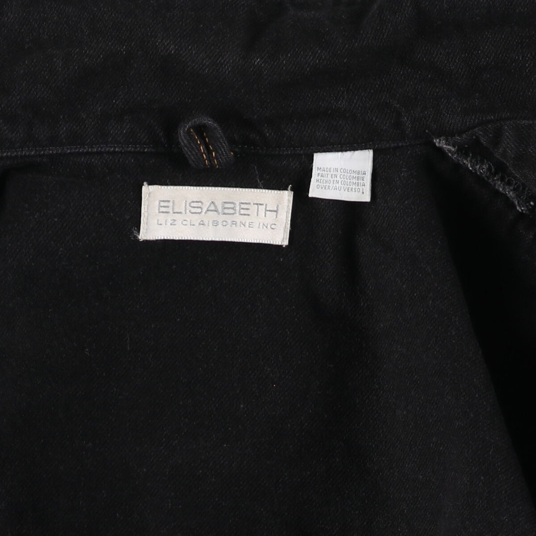Liz Claiborne ELISABETH Black Denim Jacket Riders Jacket Men's L size /eaa523217