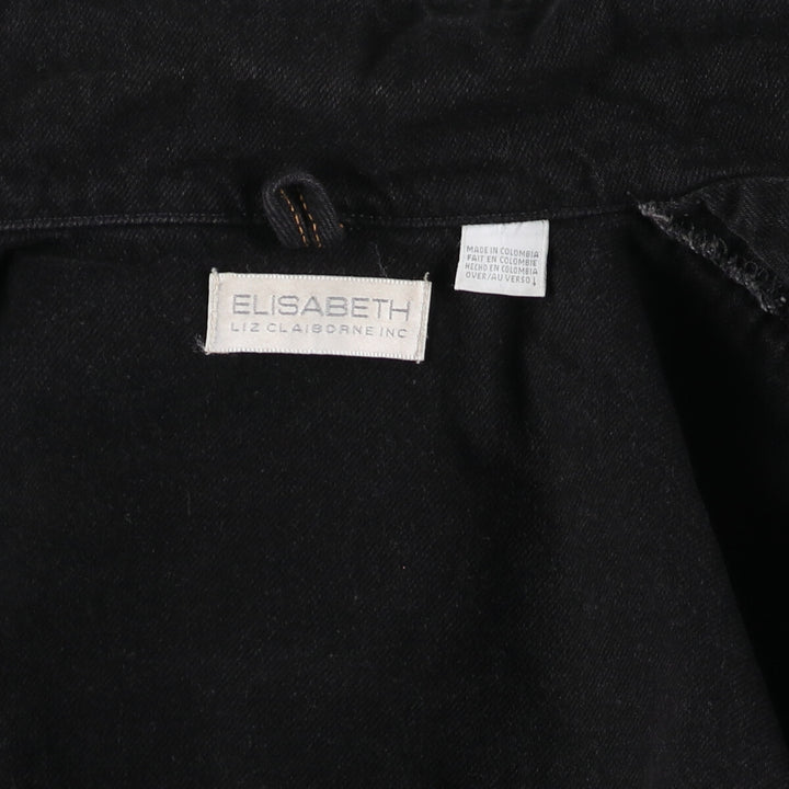 Liz Claiborne ELISABETH Black Denim Jacket Riders Jacket Men's L size /eaa523217