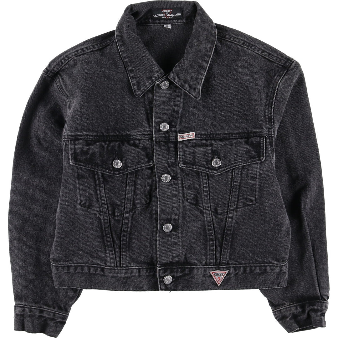 90'S Guess BY GEORGES MARCIANO Black Denim Jacket, Made in USA, Men's S Size, Vintage /eaa523220