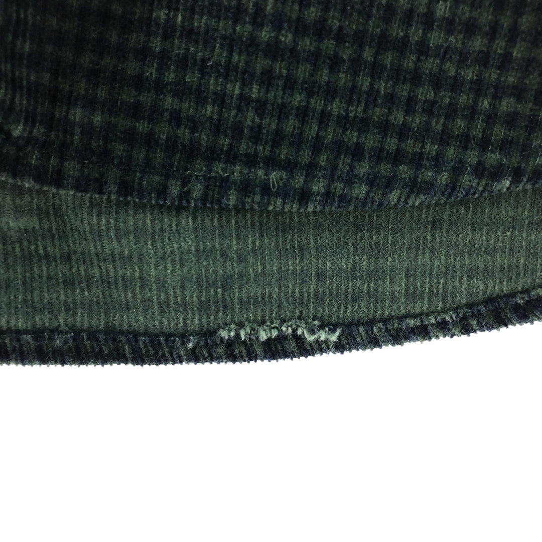 Eddie Bauer Check Pattern Long Sleeve Button-Down Corduroy Shirt, Men's Size L cotton dark green Vintage Second Hand
