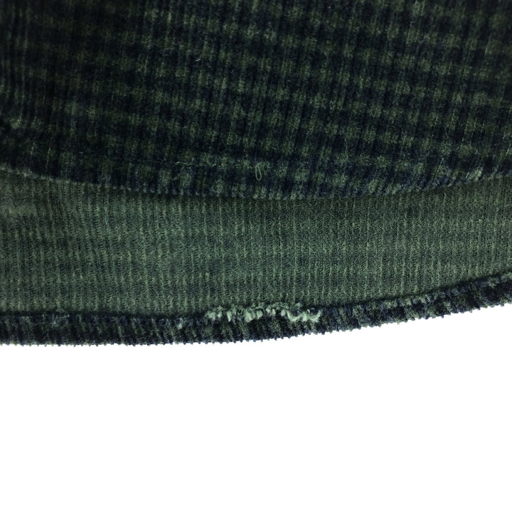 Eddie Bauer Check Pattern Long Sleeve Button-Down Corduroy Shirt, Men's Size L cotton dark green Vintage Second Hand