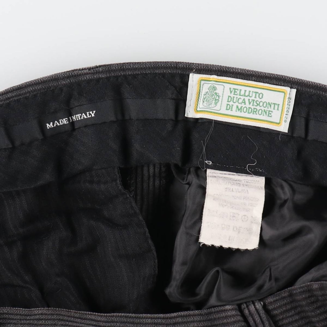 DUCA VISCONTI One-Tuck Corduroy Pants, Made in Italy, Men's, Size W36 unclear gray type Vintage Second Hand