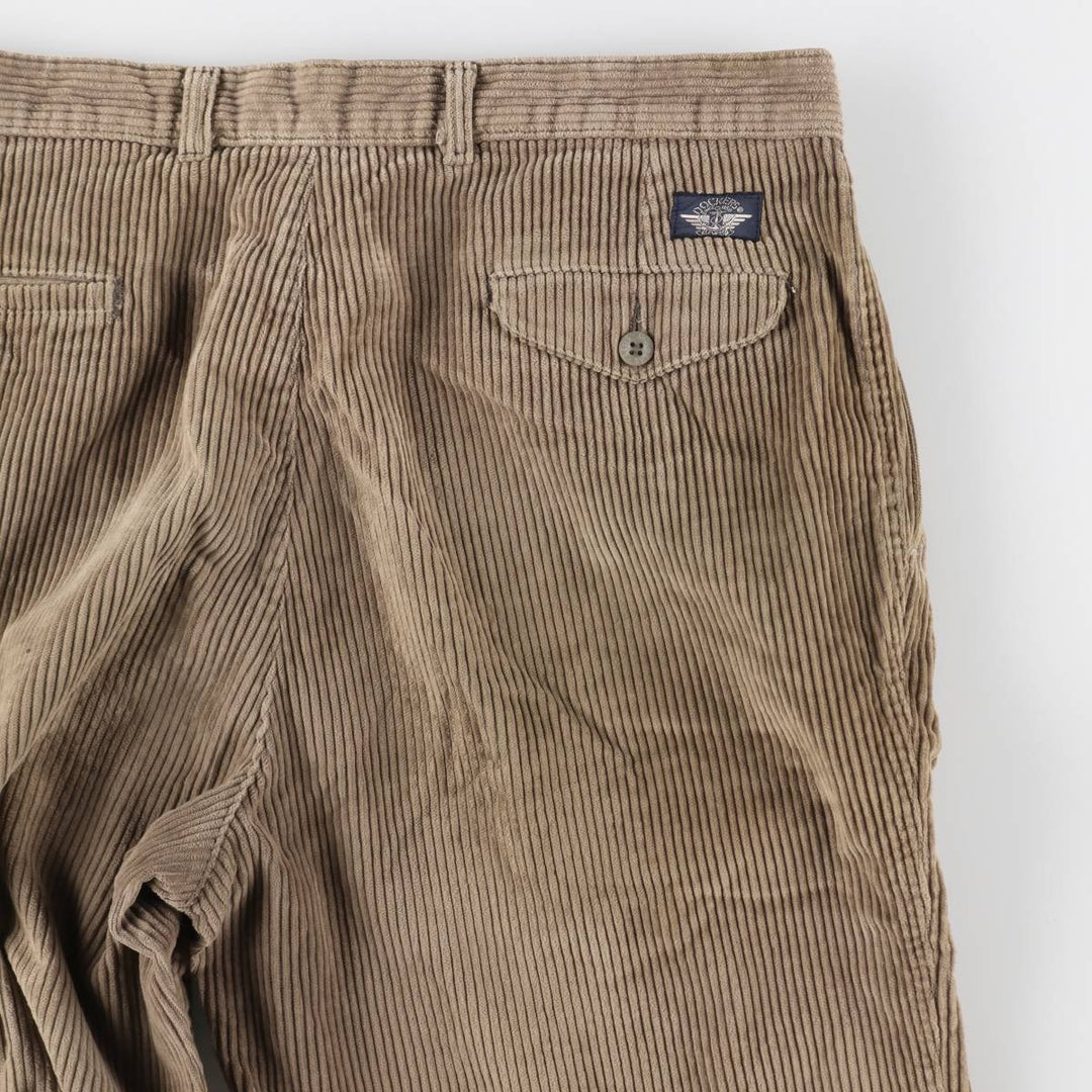 Levi's DOCKERS Wide Ribbed Two-pleat Corduroy Pants Men's W35 Vintage unclear Beige type Vintage Second Hand