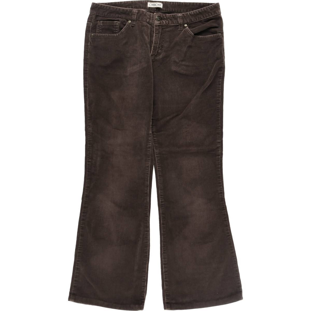 Cherokee Studded Flare-Cut Corduroy Pants, Women's XL (W32) unclear brown type Vintage Second Hand
