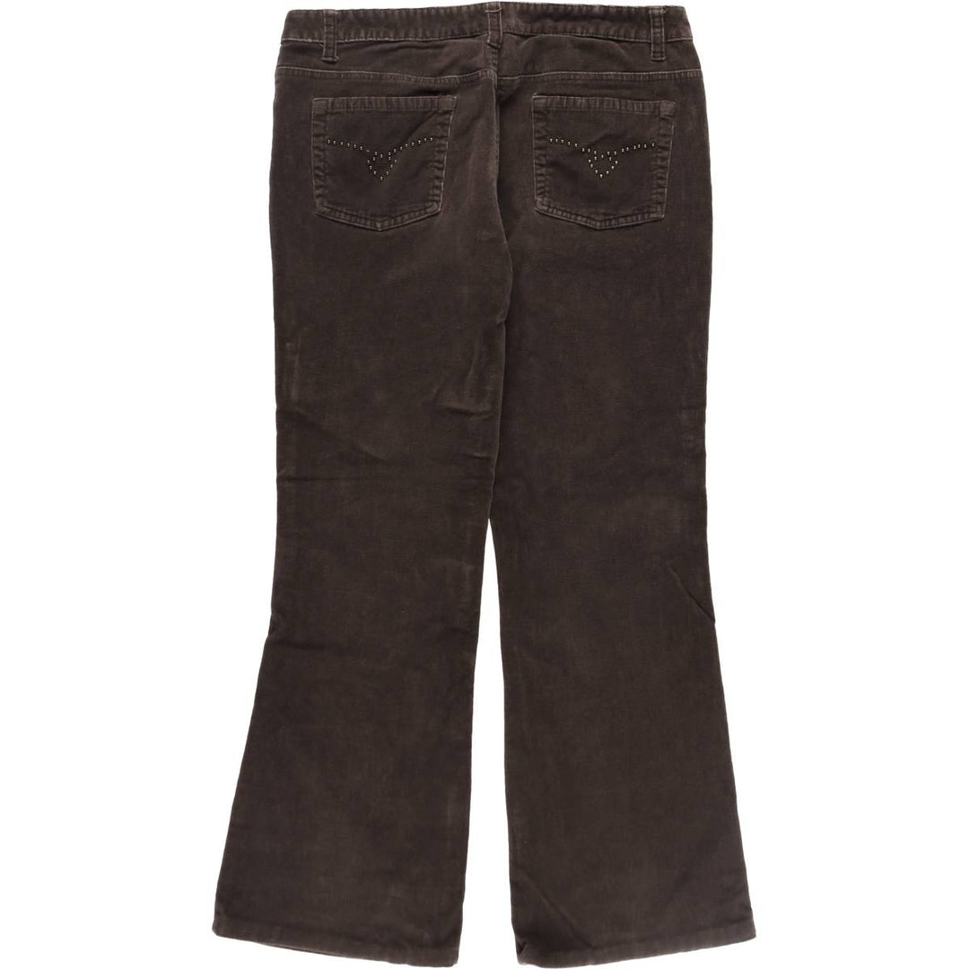 Cherokee Studded Flare-Cut Corduroy Pants, Women's XL (W32) unclear brown type Vintage Second Hand
