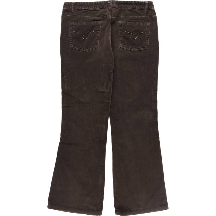 Cherokee Studded Flare-Cut Corduroy Pants, Women's XL (W32) unclear brown type Vintage Second Hand