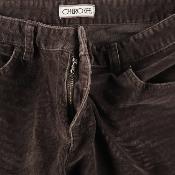 Cherokee Studded Flare-Cut Corduroy Pants, Women's XL (W32) unclear brown type Vintage Second Hand