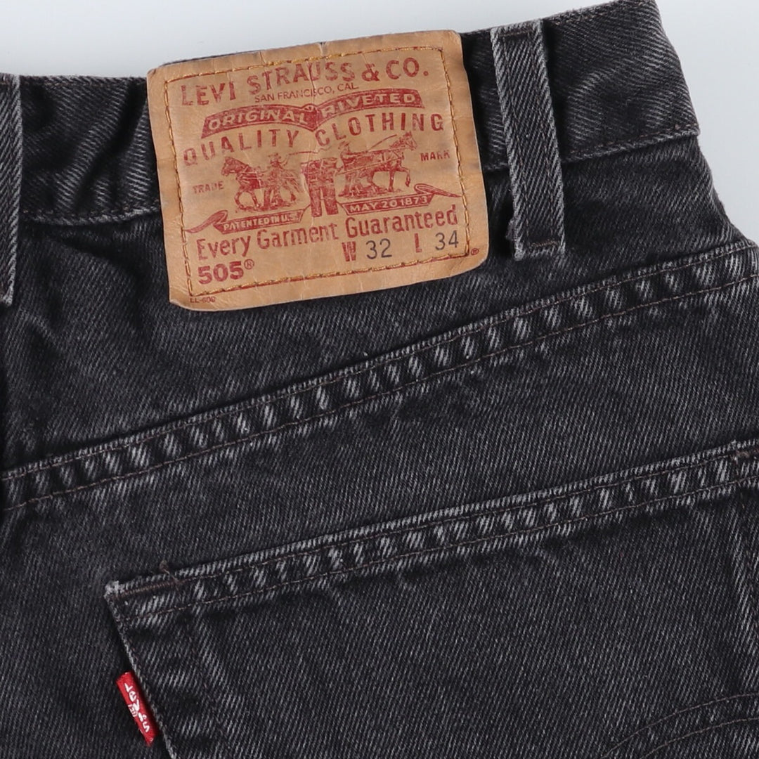 90'S Levi's 505 REGULAR FIT STRAIGHT LEG black denim tapered denim pants men's w30 equivalent vintage /eaa523413