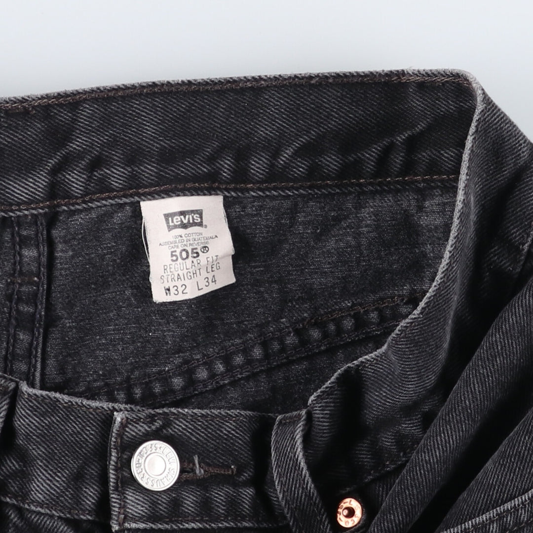 90'S Levi's 505 REGULAR FIT STRAIGHT LEG black denim tapered denim pants men's w30 equivalent vintage /eaa523413