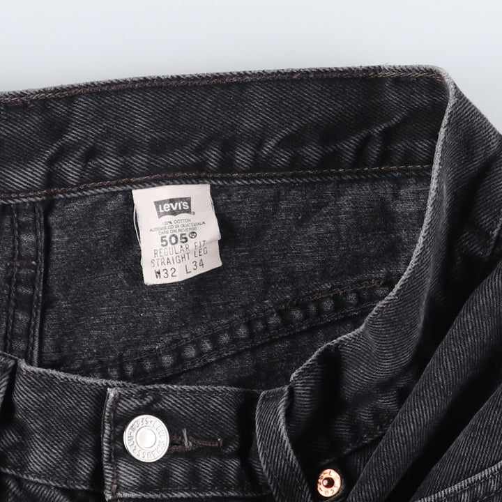 90'S Levi's 505 REGULAR FIT STRAIGHT LEG black denim tapered denim pants men's w30 equivalent vintage /eaa523413