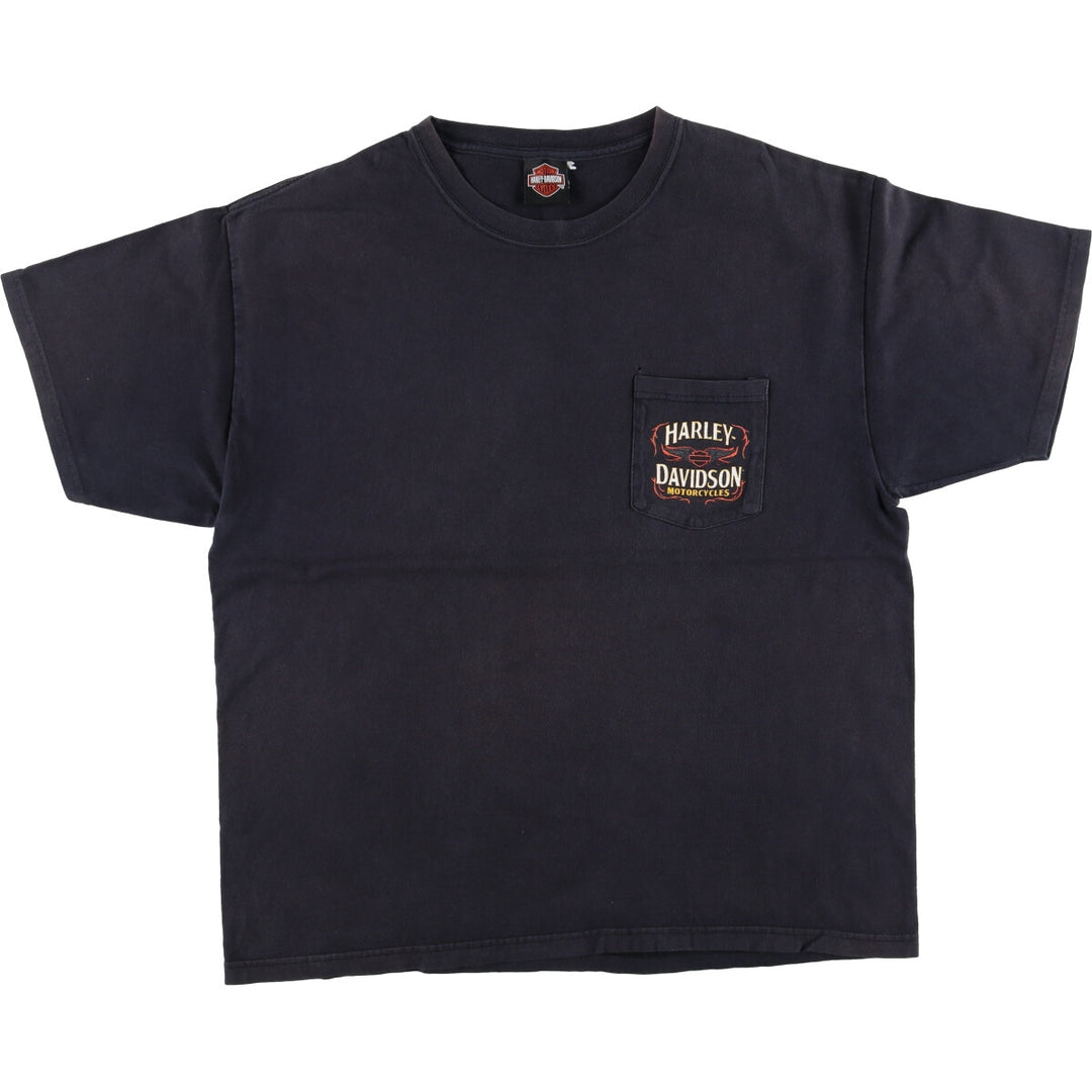 00'S Harley-Davidson Hanes Back Print Motorcycle Bike T-Shirt Men's L size / eaa523502