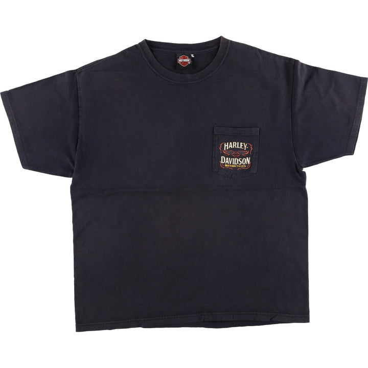 00'S Harley-Davidson Hanes Back Print Motorcycle Bike T-Shirt Men's L size / eaa523502