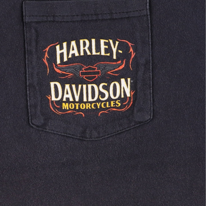 00'S Harley-Davidson Hanes Back Print Motorcycle Bike T-Shirt Men's L size / eaa523502