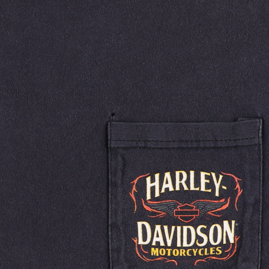00'S Harley-Davidson Hanes Back Print Motorcycle Bike T-Shirt Men's L size / eaa523502