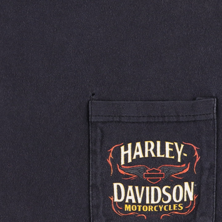 00'S Harley-Davidson Hanes Back Print Motorcycle Bike T-Shirt Men's L size / eaa523502