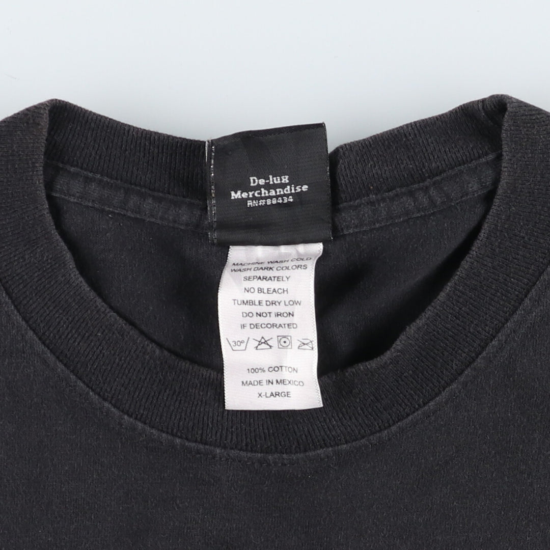 00'S Harley-Davidson Fire Pattern Motorcycle Bike T-Shirt Men's XL cotton black type Vintage Second Hand