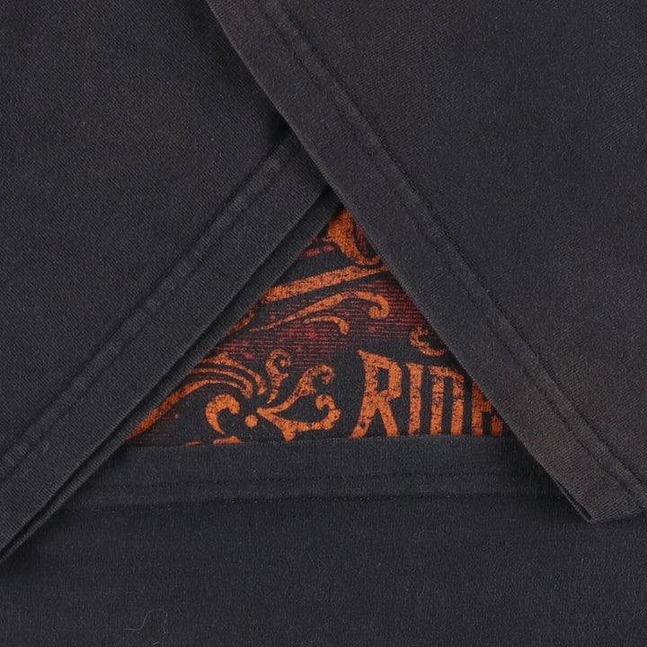 00'S Harley-Davidson Fire Pattern Motorcycle Bike T-Shirt Men's XL cotton black type Vintage Second Hand