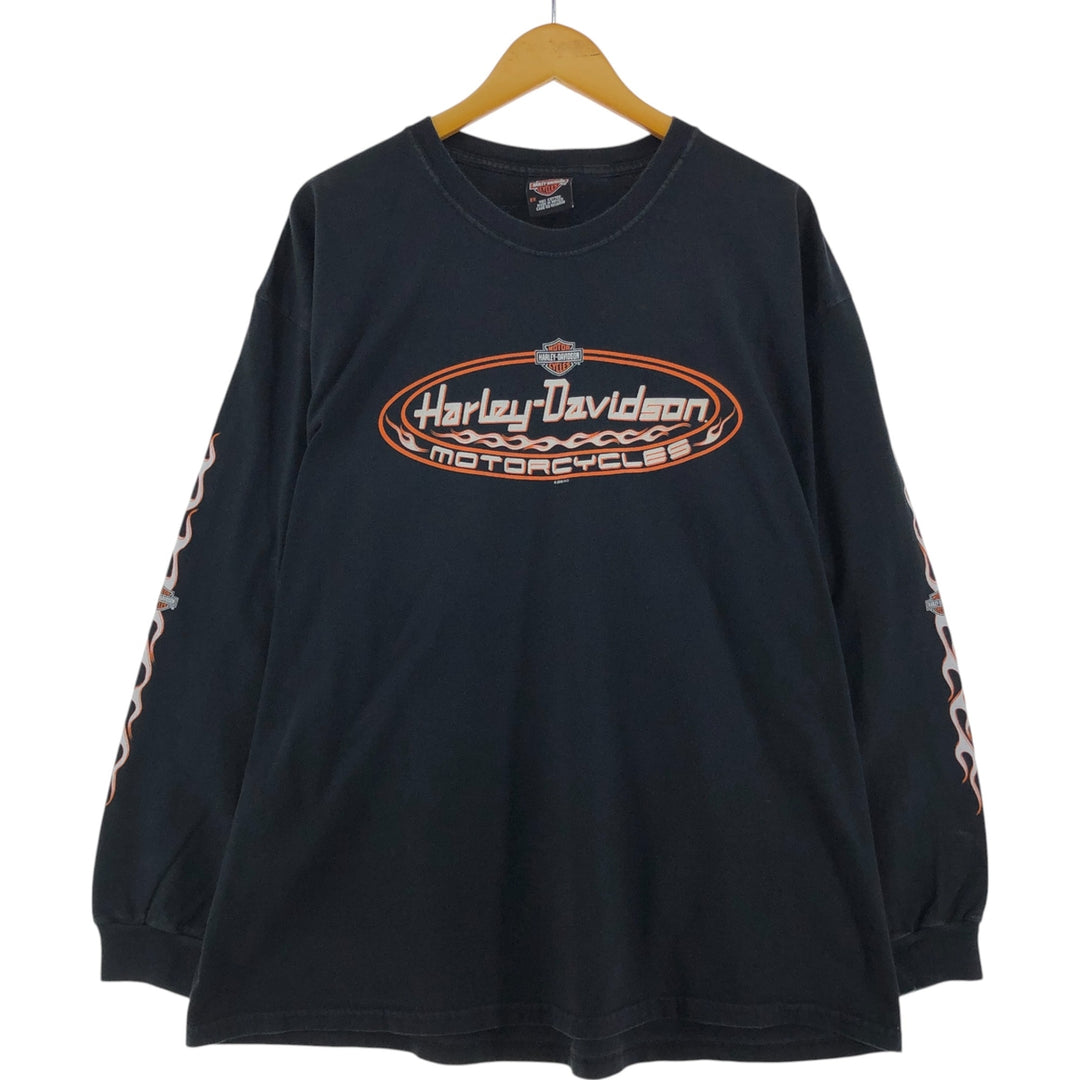 00'S Harley-Davidson Fire Pattern Long T-Shirt, Men's XXL, Long Sleeves / eaa523583