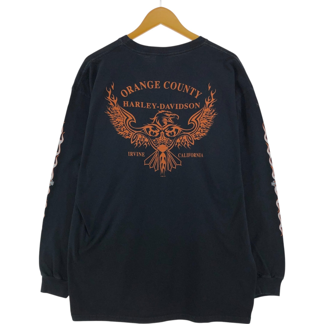 00'S Harley-Davidson Fire Pattern Long T-Shirt, Men's XXL, Long Sleeves / eaa523583
