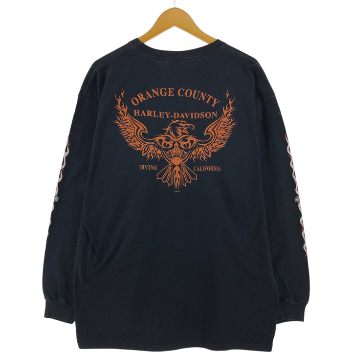 00'S Harley-Davidson Fire Pattern Long T-Shirt, Men's XXL, Long Sleeves / eaa523583