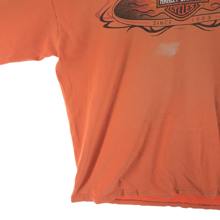 00'S Harley-Davidson Fire Pattern Eagle Pattern Long T-shirt Men's M size unclear orange type Vintage Second Hand