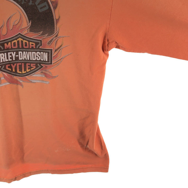 00'S Harley-Davidson Fire Pattern Eagle Pattern Long T-shirt Men's M size unclear orange type Vintage Second Hand