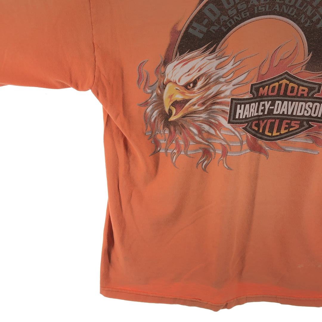 00'S Harley-Davidson Fire Pattern Eagle Pattern Long T-shirt Men's M size unclear orange type Vintage Second Hand