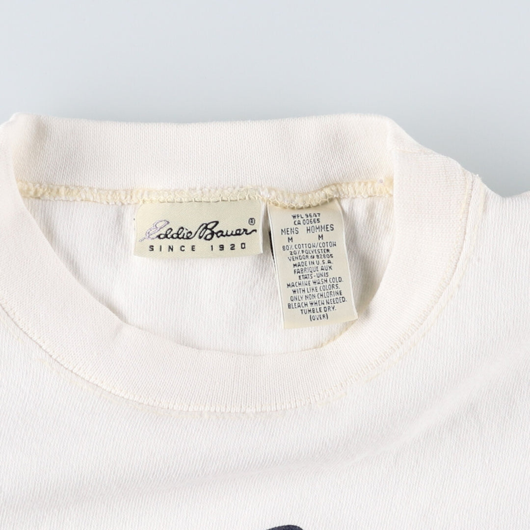 Vintage 90'S Eddie Bauer logo sweatshirt, Made in USA, Men's Size Medium cotton white type Vintage Second Hand