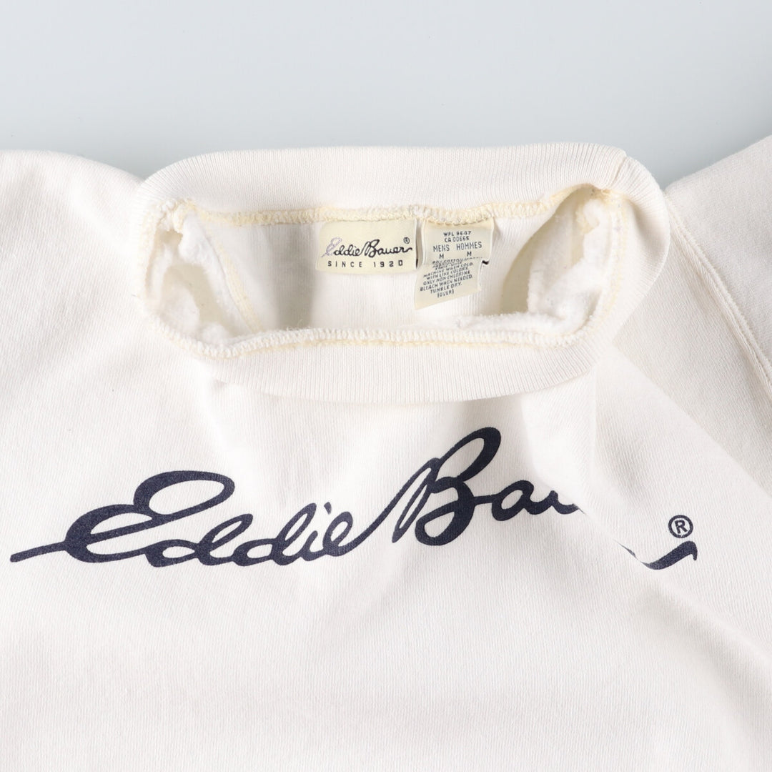 Vintage 90'S Eddie Bauer logo sweatshirt, Made in USA, Men's Size Medium cotton white type Vintage Second Hand